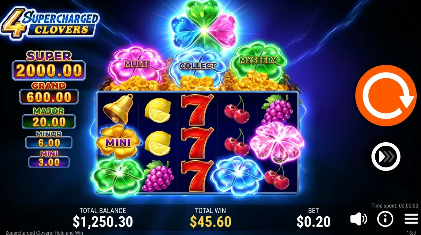 Supercharged Clovers Hold And Win en play